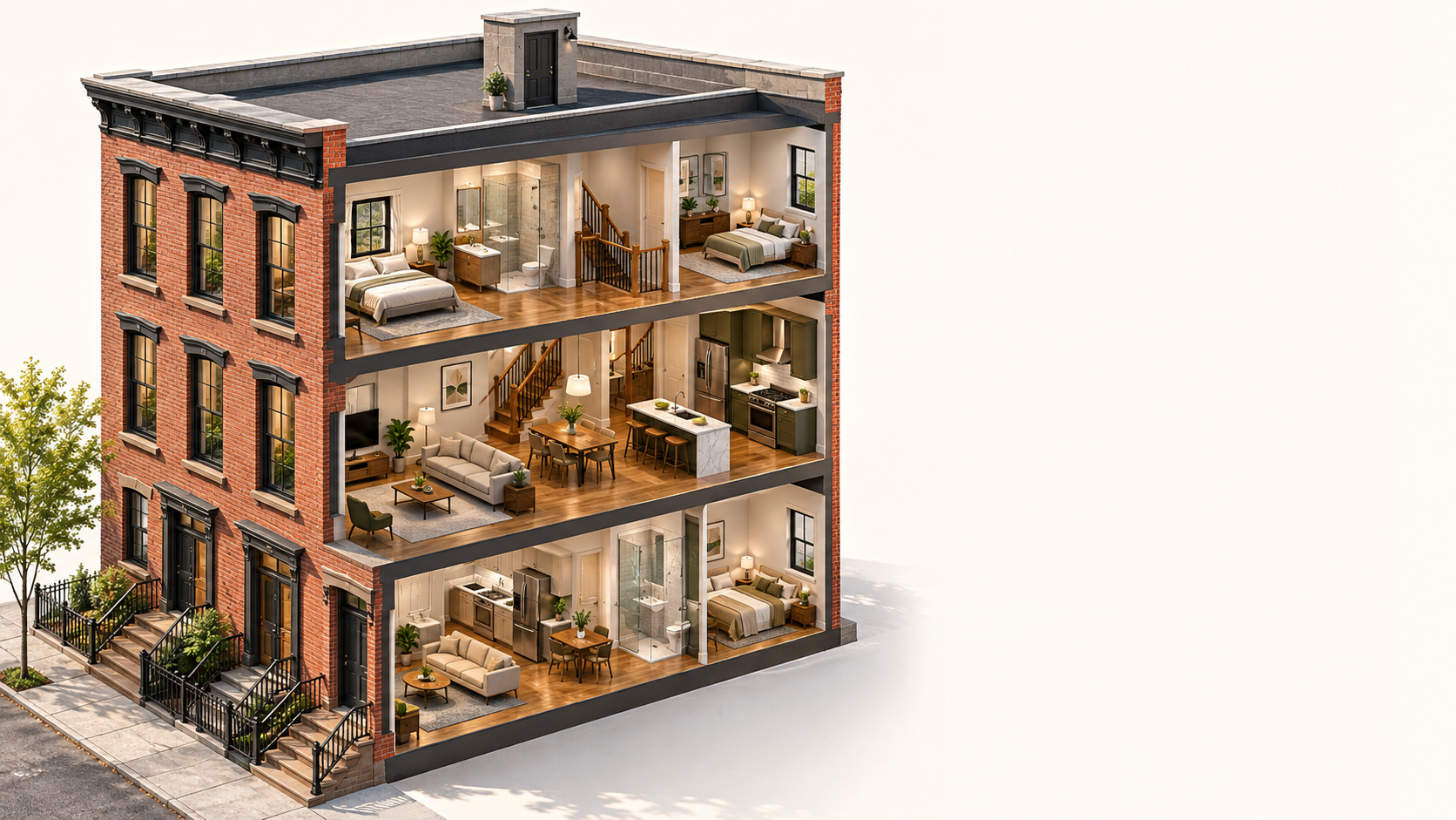 AI-generated cutaway illustrating an upper home over a separate lower apartment